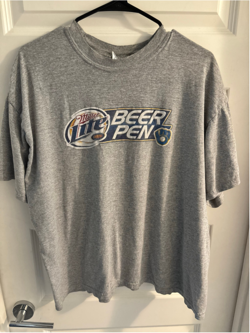 Vintage Y2K Milwaukee Brewers Miller Lite Beer Pen MLB Baseball T-Shirt Size XL